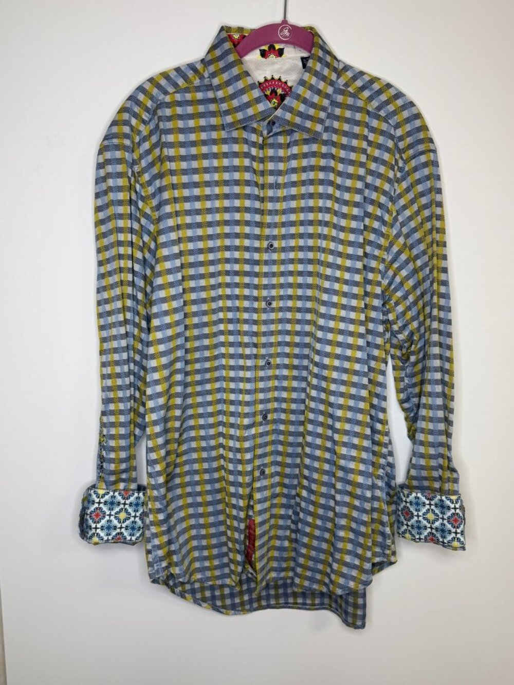 Robert Graham Long-Sleeve Plaid Button-Up Shirt With Flip Cuffs - Size XL